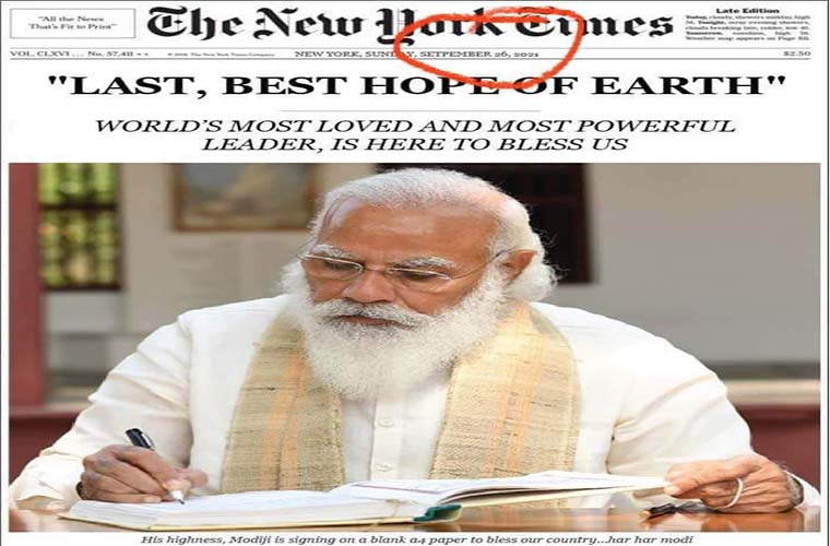 Indian social media churn out fake NYT image to cover up flop Modi show at UN