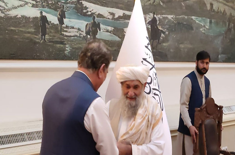 Foreign Minister Shah Mahmood Qureshi meets Taliban govt interim PM