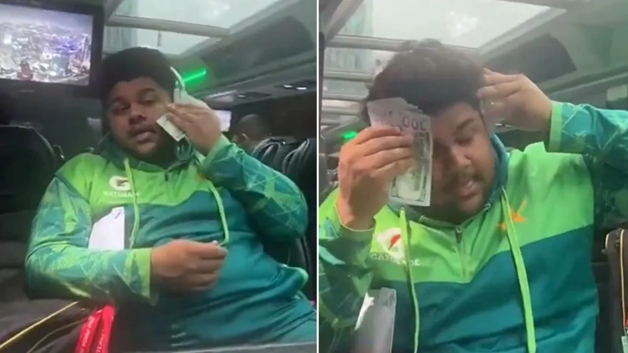 Azam’s video of cleaning sweat with dollars goes viral