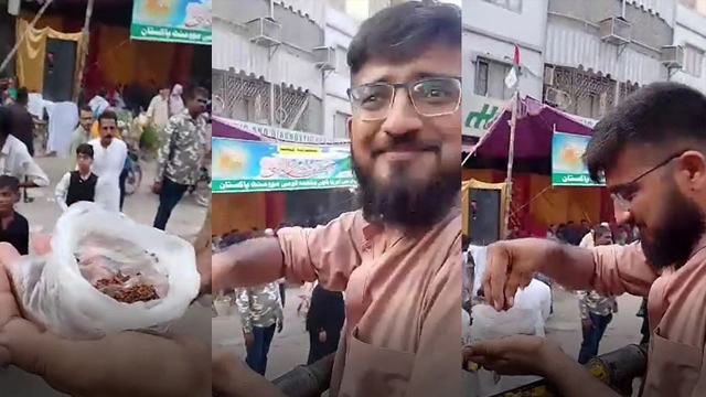 Video: Man caught distributing ‘Gutka’ at Eid Milad-un-Nabi procession