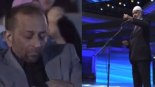 Watch: Farooq Sattar caught sleeping during Dr. Zakir Naik’s Karachi lecture