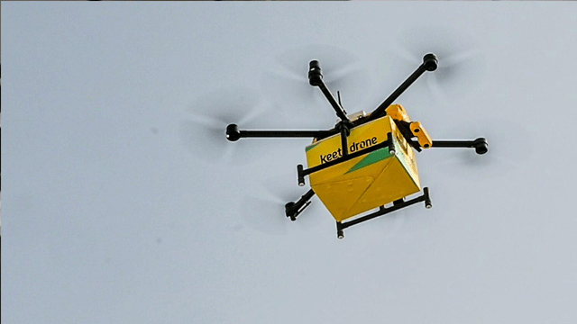 Drones delivering food and medical supplies in Dubai