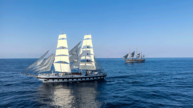 PNS Rah Naward conducts joint sailing with Italian navy ship Amerigo Vespucci