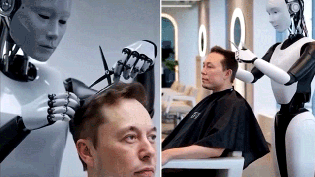 FACT CHECK: Is Elon Musk getting hair cut from robot in this video?
