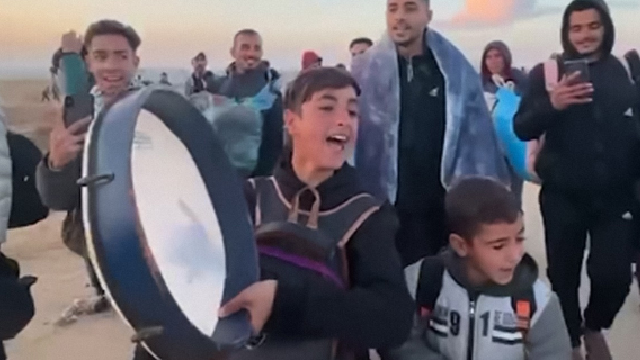 Watch: Palestinian children celebrate their return to Gaza