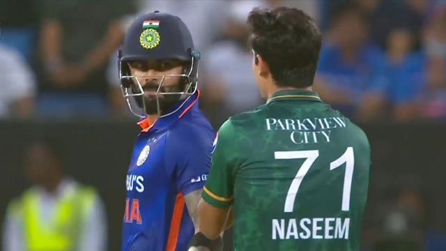 Kohli wins everyone’s heart by helping Naseem Shah on field