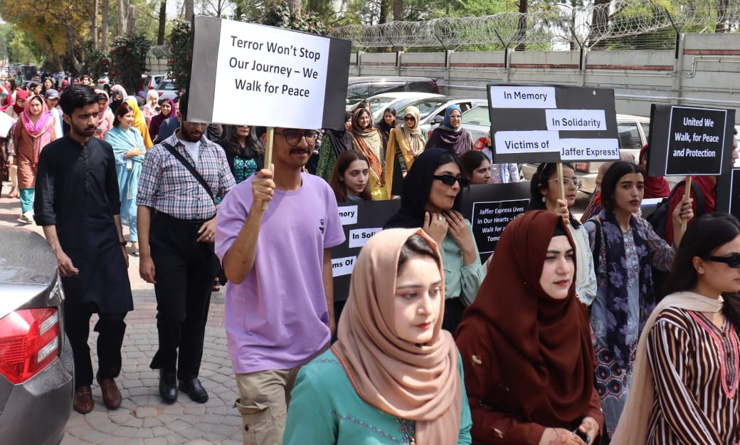 Peace Walk to Express solidarity with victims of Jaffar Express Train Held at Air University, Isd.