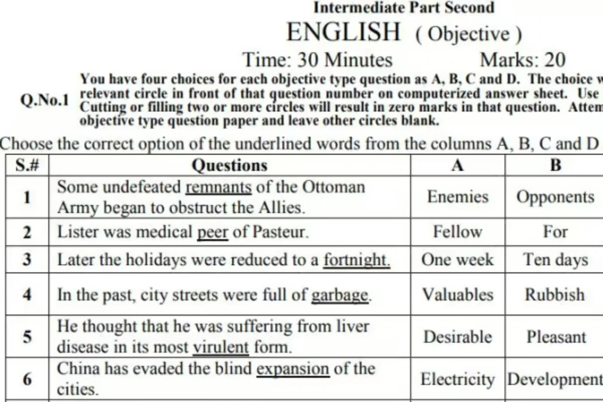 English Compulsory Model Paper for Class 12 Punjab Exams 2025