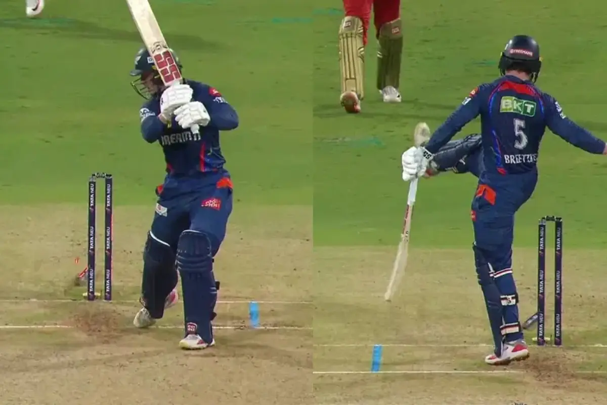 Breetzke reacts with wild kick after IPL debut dismissal