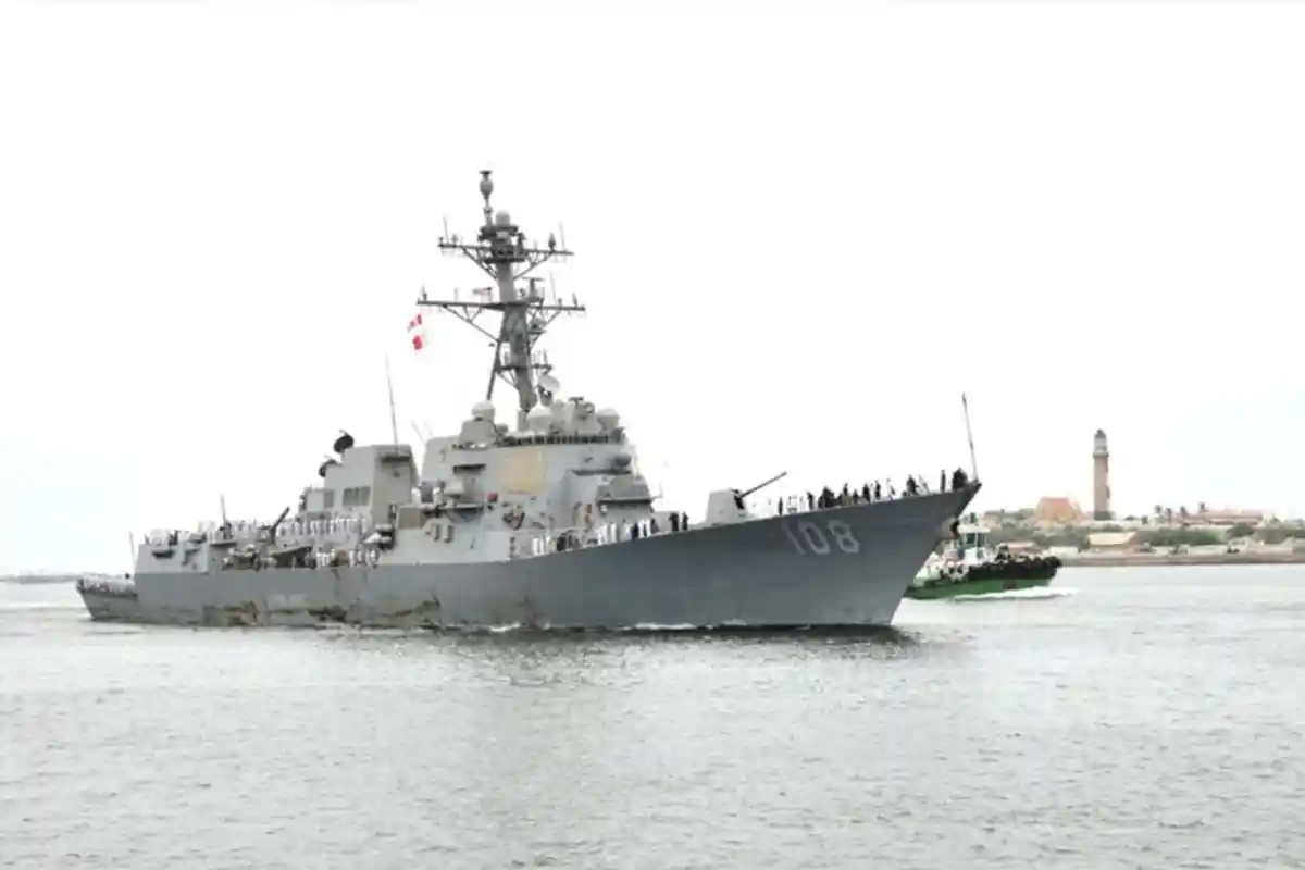 US Navy Ship USS Wayne E. Meyer Arrives at Karachi Port