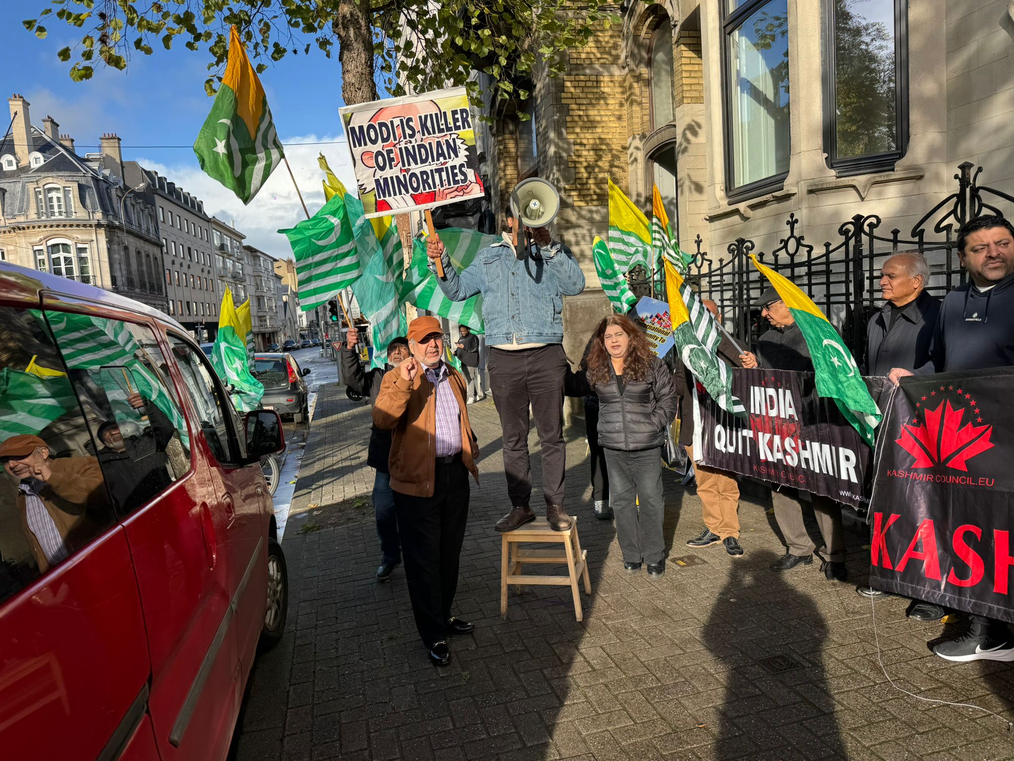 Kashmir Council EU Holds Protest in Front of Indian Embassy in Brussels on black day