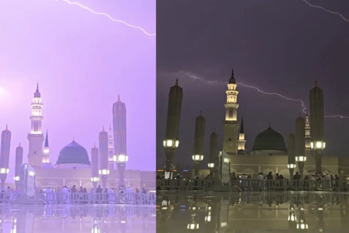 Black Clouds and Heavy Downpour Cover Madina, Surrounding Areas